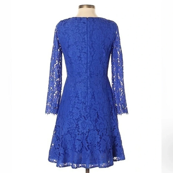 J. Crew Blue Cobalt Lace Classic Formal Holiday Party Cocktail Dress Size 2 XS - Picture 3 of 4